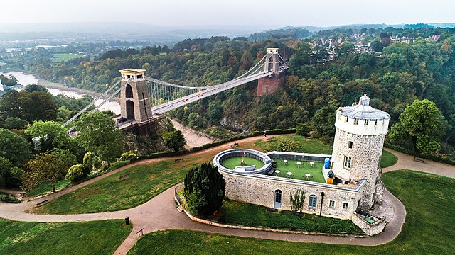 Clifton Suspension Bridge and the Observatory in Bristol England