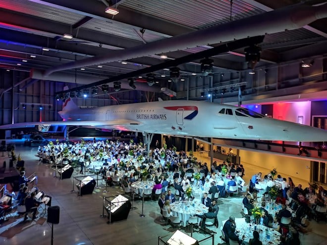 Dinner beneath the concorde at Aerospace Bristol